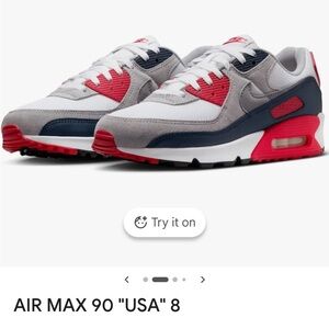 Nike Air Max 90 in White, Gray, and Red DM0029 color 117